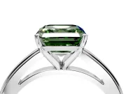Solitaire Engagement Ring Setting for Fancy Green Asscher Cut Center with Flat-Sided Plain Band and Prong Head in Sterling Silver