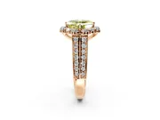 Large Accent Halo Engagement Ring Setting for Fancy Yellow Asscher Cut Center with Pave Split Shank and Prong Head in Rose Gold