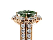 Large Accent Halo Engagement Ring Setting for Fancy Green Asscher Cut Center with Pave Split Shank and Prong Head in Rose Gold