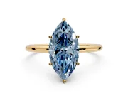 Solitaire Engagement Ring Setting for Fancy Blue Marquise Center with Straight Thin Band and Prong Head in Yellow Gold