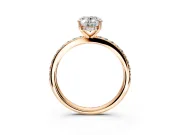 Solitaire Engagement Ring Setting for Oval Center with Fine Pave Band and Prong Head in Rose Gold