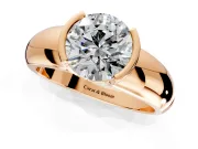 Tension Engagement Ring Setting for Round Cut Center with Wide Flat Band and Tension Head in Rose Gold