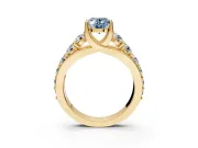 Solitaire Engagement Ring Setting for Fancy Blue Oval Center with Graduated Shared Prongs and Prong Head in Yellow Gold