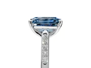 Solitaire Engagement Ring Setting for Fancy Blue Emerald Cut Center with Channel Accents and Prong Head in Sterling Silver