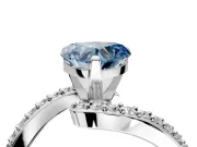 Solitaire Engagement Ring Setting for Fancy Blue Heart-Shaped Center with Pave Bypass Swirl Band and Prong Head in White Gold