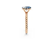 Solitaire Engagement Ring Setting for Fancy Blue Oval Center with Plain Twisted Rope Band and Prong Head in Rose Gold