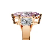 3 Stone Engagement Ring Setting for Fancy Pink Marquise Center with Matching Side Accents and Prong Head in Rose Gold