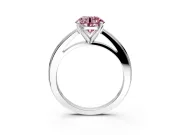 Solitaire Engagement Ring Setting for Fancy Pink Round Cut Center with Flat-Sided Plain Band and Prong Head in Platinum