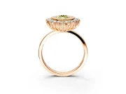 Halo Engagement Ring Setting for Fancy Yellow Marquise Center with Milgrain Bezel Rim, Plain Band and Prong Head in Rose Gold