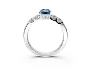 5 Stone Engagement Ring Setting for Fancy Blue Emerald Cut Center with Plain Band and Prong Head in White Gold