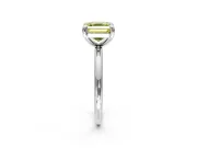 Low-Set Solitaire Engagement Ring Setting for Fancy Yellow Asscher Cut Center with Thin Plain Band and Prong Head in Platinum