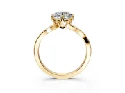 Solitaire Engagement Ring Setting for Round Cut Center with Plain Split Shank and Prong Head in Yellow Gold