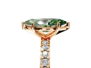 Solitaire Engagement Ring Setting for Fancy Green Marquise Center with Round Cut Pave Band and Prong Head in Rose Gold