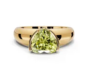 Tension Engagement Ring Setting for Fancy Yellow Heart-Shaped Center with Wide Flat Band and Tension Head in Yellow Gold