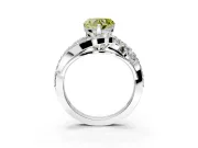 Halo Engagement Ring Setting for Fancy Yellow Heart-Shaped Center with Marquise and Pave Bypass Band and Prong Head in White Gold