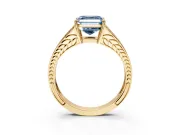 Split Shank Engagement Ring Setting for Fancy Blue Asscher Cut Center with Pave Split Shank and Prong Head in Yellow Gold