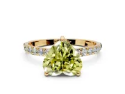 Solitaire Engagement Ring Setting for Fancy Yellow Heart-Shaped Center with Pave Accents and Prong Head in Yellow Gold