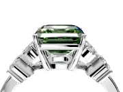 Floral Engagement Ring Setting for Fancy Green Asscher Cut Center with Marquise Cluster Shoulders and Prong Head in Sterling Silver