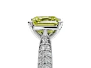 Solitaire Engagement Ring Setting for Fancy Yellow Asscher Cut Center with Multi-Row Accents and Prong Head in Sterling Silver