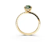 Solitaire Engagement Ring Setting for Fancy Green Marquise Center with Fine Pave Narrow Band and Prong Head in Yellow Gold