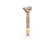 Milgrain Pave Engagement Ring Setting for Heart-Shaped Center with Accent Band and Prong Head in Rose Gold