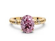Rope Engagement Ring Setting for Fancy Pink Oval Center with Accent Shoulders and Prong Head in Yellow Gold