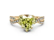 Solitaire Engagement Ring Setting for Fancy Yellow Heart-Shaped Center with Narrow Twist Pave Band and Prong Head in Yellow Gold