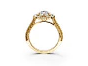 Milgrain Halo Engagement Ring Setting for Marquise Center with Bezel Point Accents and Prong Head in Yellow Gold