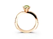 Solitaire Engagement Ring Setting for Fancy Yellow Marquise Center with Milgrain-Edged Pave Band and Prong Head in Rose Gold