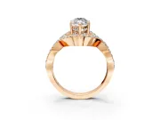 Halo Engagement Ring Setting for Marquise Center with Pave Infinity Twist Band and Prong Head in Rose Gold