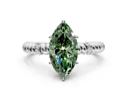 Rope Engagement Ring Setting for Fancy Green Marquise Center with Accent Shoulders and Prong Head in Sterling Silver