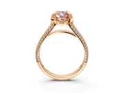 Solitaire Engagement Ring Setting for Fancy Pink Pear-Shaped Center with Accented Split Shank and Prong Head in Rose Gold