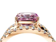 Solitaire Engagement Ring Setting for Fancy Pink Asscher Cut Center with Wide-Open Split Shank and Prong Head in Rose Gold