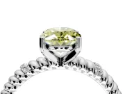 Rope Engagement Ring Setting for Fancy Yellow Oval Center with Accent Shoulders and Prong Head in Platinum