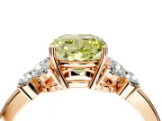 Solitaire Engagement Ring Setting for Fancy Yellow Cushion Cut Center with Marquise Flower Shoulders and Prong Head in Rose Gold