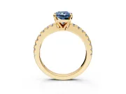 Solitaire Engagement Ring Setting for Fancy Blue Radiant Cut Center with Single Row Accent Band and Prong Head in Yellow Gold