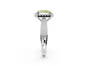 Halo Engagement Ring Setting for Fancy Yellow Radiant Cut Center with Square Band and Prong Head in Platinum