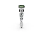 Solitaire Engagement Ring Setting for Fancy Green Asscher Cut Center with Graduated Shared Prongs and Prong Head in White Gold