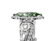 Milgrain Halo Engagement Ring Setting for Fancy Green Marquise Center with Shoulder Bezels and Prong Head in Sterling Silver