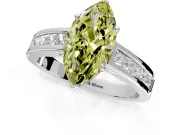 Solitaire Engagement Ring Setting for Fancy Yellow Marquise Center with Princess Cut Channel Band and Prong Head in White Gold