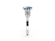 Cluster Engagement Ring Setting for Fancy Blue Oval Center with 2-Row Shoulder Clusters and Prong Head in Sterling Silver