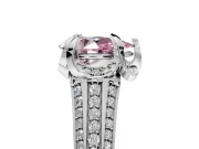 Solitaire Engagement Ring Setting for Fancy Pink Pear-Shaped Center with Accented Split Shank and Prong Head in White Gold