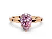 Hidden Halo Engagement Ring Setting for Fancy Pink Pear-Shaped Center with Plain Band and Tall Prong Head in Rose Gold
