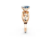 Solitaire Engagement Ring Setting for Fancy Blue Oval Center with Criss-Cross Accent Band and Prong Head in Rose Gold