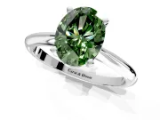 Solitaire Engagement Ring Setting for Fancy Green Oval Center with Knife Ridge Band and Claw Prong Head in Sterling Silver