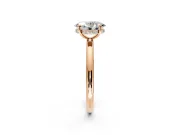 Hidden Halo Engagement Ring Setting for Oval Center with Thin Rounded Band and Prong Head in Rose Gold