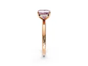 Hidden Halo Engagement Ring Setting for Fancy Pink Princess Cut Center with Thin Round-Wire Band and Prong Head in Rose Gold
