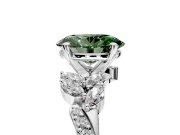 Solitaire Engagement Ring Setting for Fancy Green Oval Center with Marquise Accent Twist Band and Prong Head in Sterling Silver