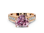 Solitaire Engagement Ring Setting for Fancy Pink Heart-Shaped Center with Cathedral Channel Band and Prong Head in Rose Gold