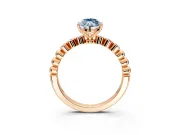 Solitaire Engagement Ring Setting for Fancy Blue Marquise Center with Bezel-Dot Beaded Band and Prong Head in Rose Gold